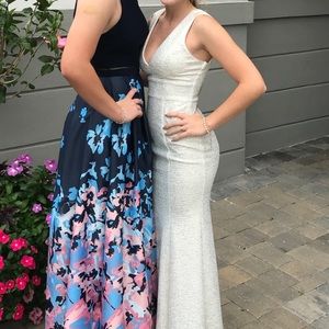 Cream and gold prom dress